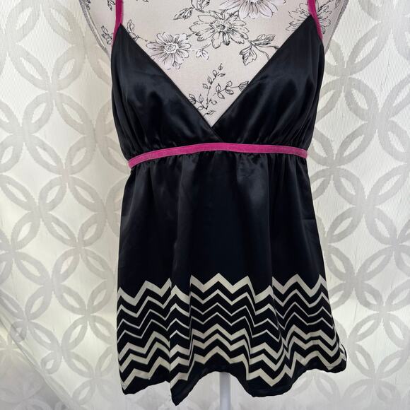 Missoni for Target Babydoll top Nighty Sleep Cami Black & White with pink trim - Picture 3 of 7